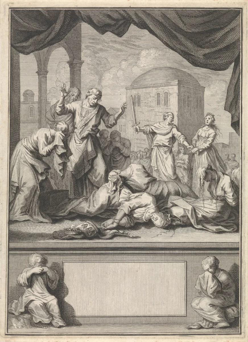 Ondergang van vorstinnen by Cornelis Huyberts, print, 1699