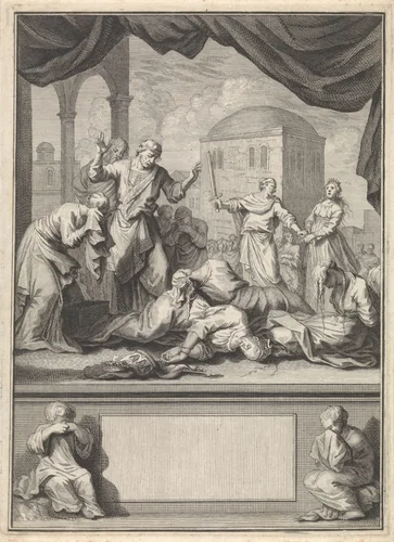 Ondergang van vorstinnen by Cornelis Huyberts, print, 1699