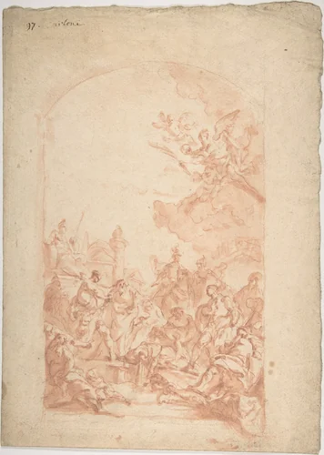 The Decapitation of a Male Saint by Carlo Innocenzo Carloni, drawing, 1686-1775