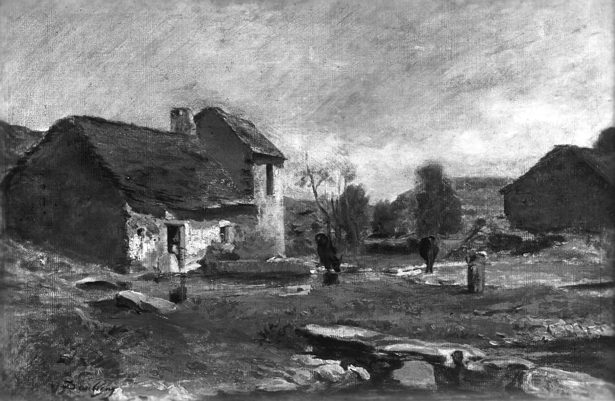 Houses in Optevoz, France by Charles-François Daubigny, painting, 1852