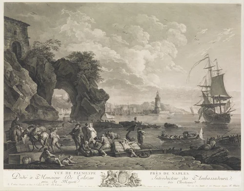 Vue de Pausilype Près de Naples by Robert Daudet, print, 1785
