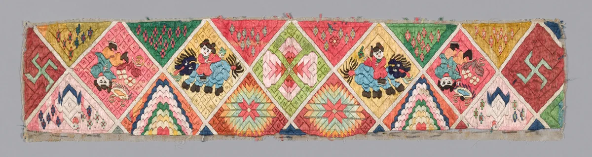 Woman's Sleeve Bands by Han-Chinese, textile, 1875-1900