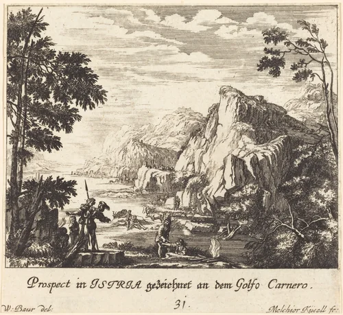 Istria, Carnero Gulf by Melchior Küsel; Johann Wilhelm Baur, print, 1681
