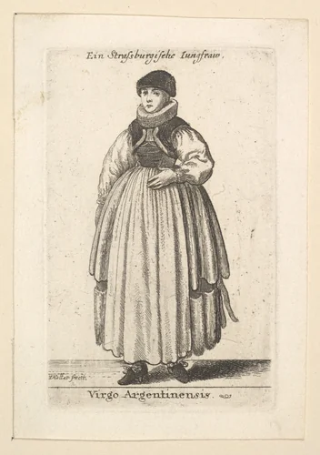 Virgo Argentinensis (Unmarried woman from Strasbourg) by Wenceslaus Hollar, print, 1644-1816