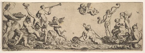 Neptune and Amphitrite by Pierre Brebiette, print, 1615-1642