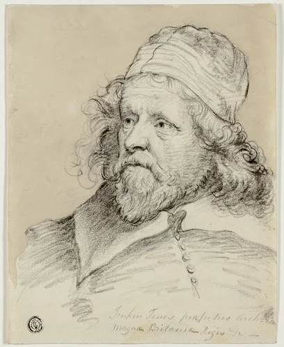 Inigo Jones (recto); Sketch of Female Head (verso) by Anthony van Dyck, drawing, 1785-1795