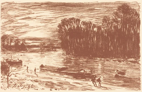 Banks of the Loing near Saint-Mammès (Bords du Loing, pres Saint-Mammès) by Alfred Sisley, print, 1896