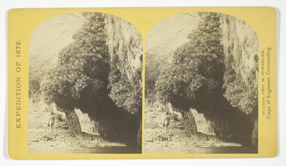 "The Bath," a dripping spring in Kanab Cañon. Temperature, 69° Fahr, No. 9 from the series "Geographical Explorations and Surveys West of the 100th Meridian" by William H. Bell, photograph, 1872