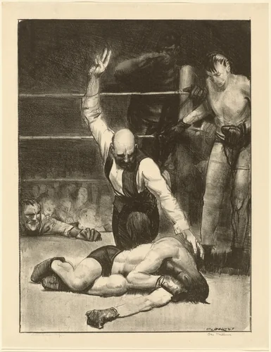 Counted Out, second stone by George Bellows, print, 1921