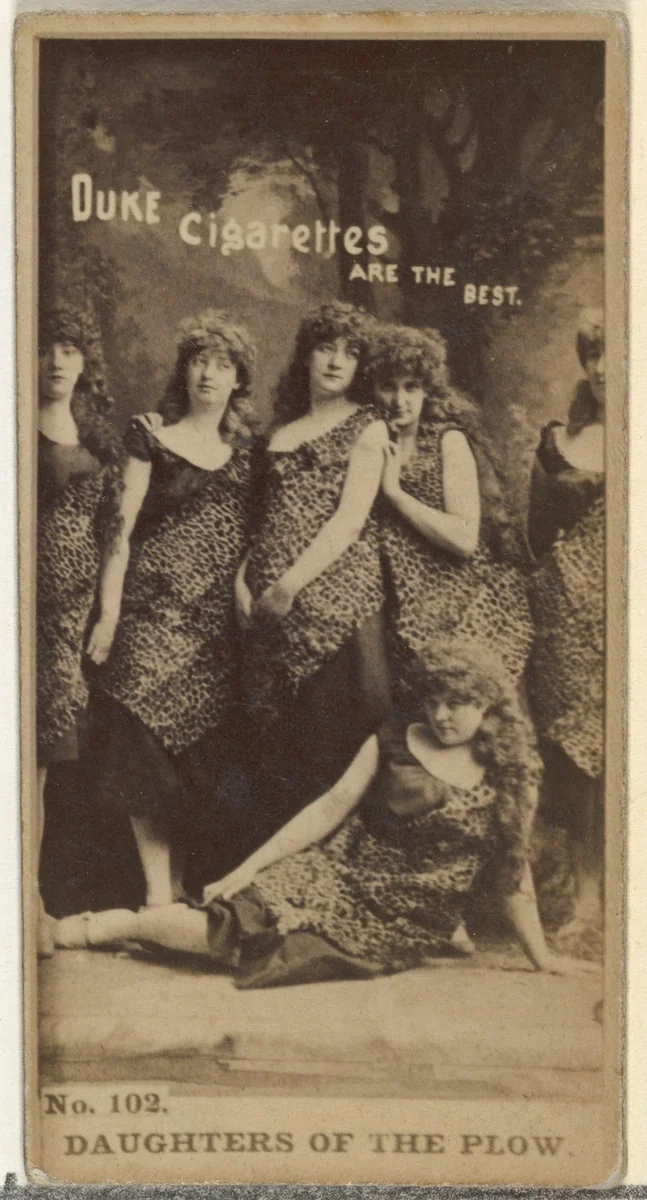 Card Number 102, Daughters of the Plow, from the Actors and Actresses series (N145-6) issued by Duke Sons & Co. to promote Duke Cigarettes by W. Duke, Sons & Co., photograph, 1880-1889