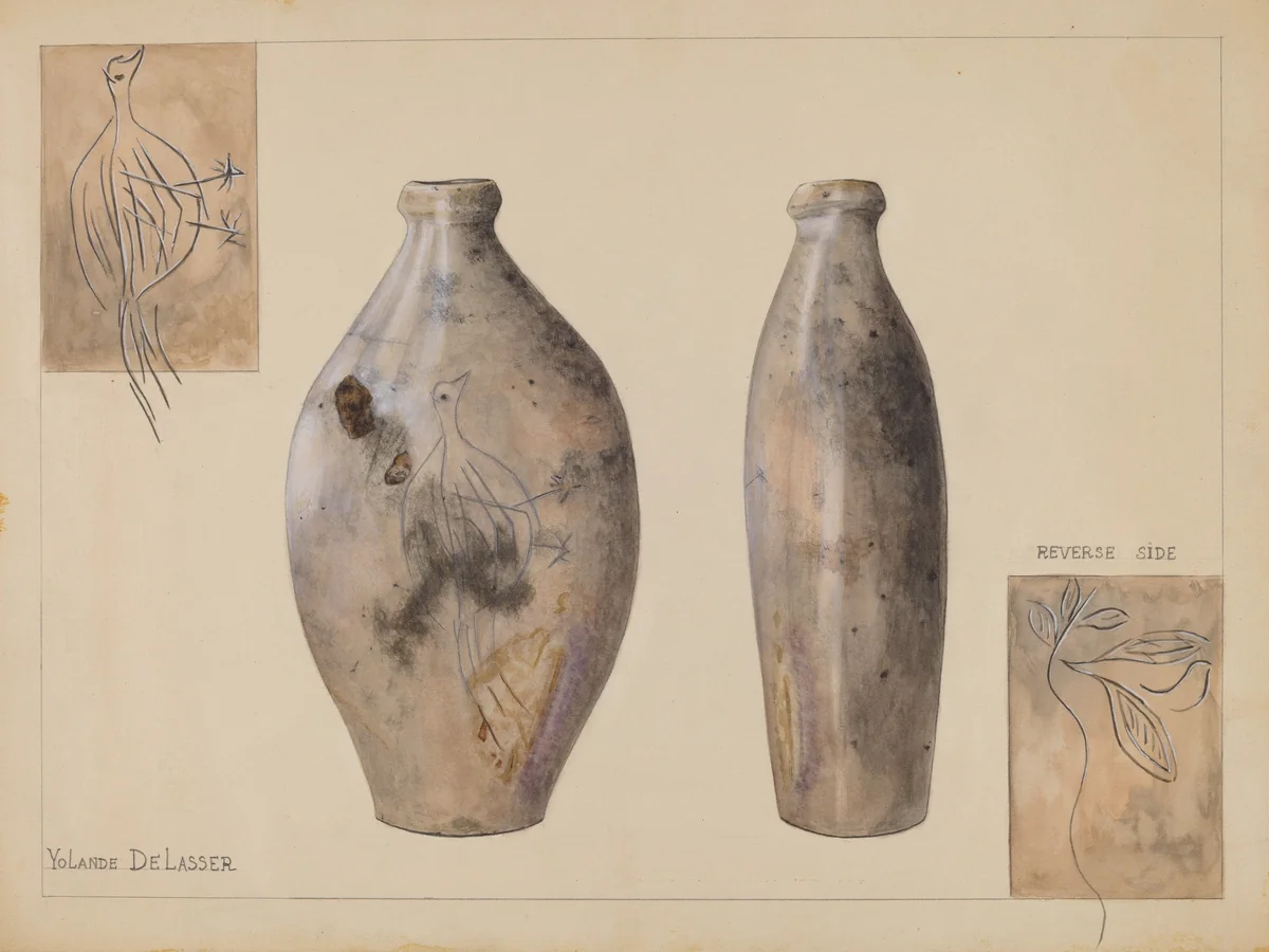 Flask by Yolande Delasser, index of american design, 1936