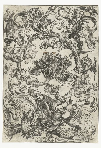 Bladrank met vogels by Unknown, print, 1470-1491