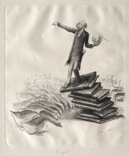 The Savant by Jean Veber, print, 1885-1928