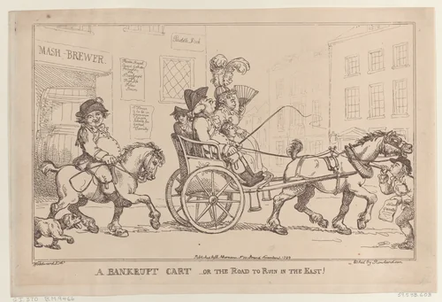 A Bankrupt Cart, or The Road to Ruin in the East! by Thomas Rowlandson, print, 1799
