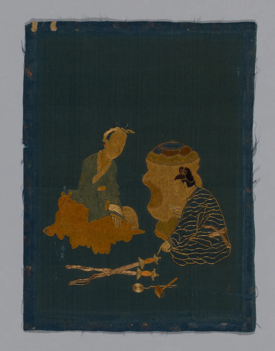 Panel piece by China, textile, 1800-1850