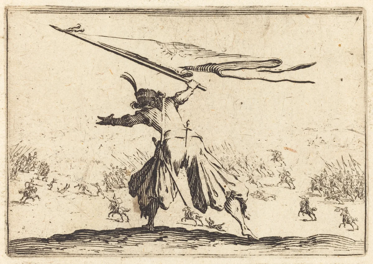 Standard Bearer by Jacques Callot, print, 1622