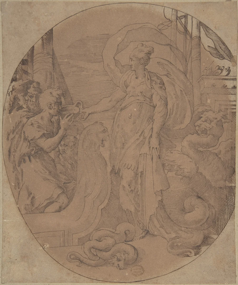 Circe and the Companions of Ulysses by anonymous, drawing, 1500-1600