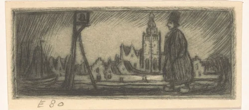 Man in klederdracht in Monnickendam by Wijnand Otto Jan Nieuwenkamp, print, 1904