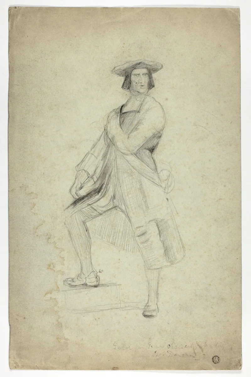 Study for Standing Man Wearing Sash and Striking Dramatic Pose by Thomas Duncan, drawing, 1830-1845