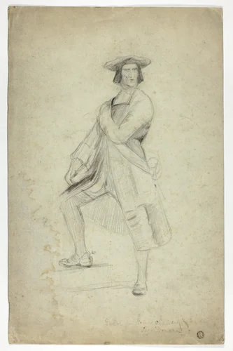 Study for Standing Man Wearing Sash and Striking Dramatic Pose by Thomas Duncan, drawing, 1830-1845