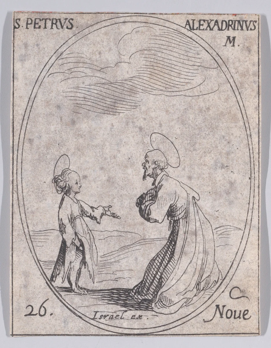 S. Pierre d'Alexandrie (St. Peter of Alexandria), November 26th, from "Les Images De Tous Les Saincts et Saintes de L'Année" (Images of All of the Saints and Religious Events of the Year) by Jacques Callot, print, 1636