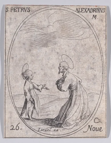 S. Pierre d'Alexandrie (St. Peter of Alexandria), November 26th, from "Les Images De Tous Les Saincts et Saintes de L'Année" (Images of All of the Saints and Religious Events of the Year) by Jacques Callot, print, 1636