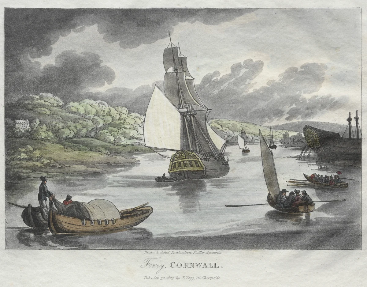 Rowlandson's Sketches from Nature: Fowey, Cornwall by Thomas Rowlandson, print, 1809