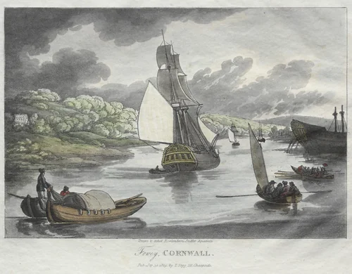 Rowlandson's Sketches from Nature: Fowey, Cornwall by Thomas Rowlandson, print, 1809