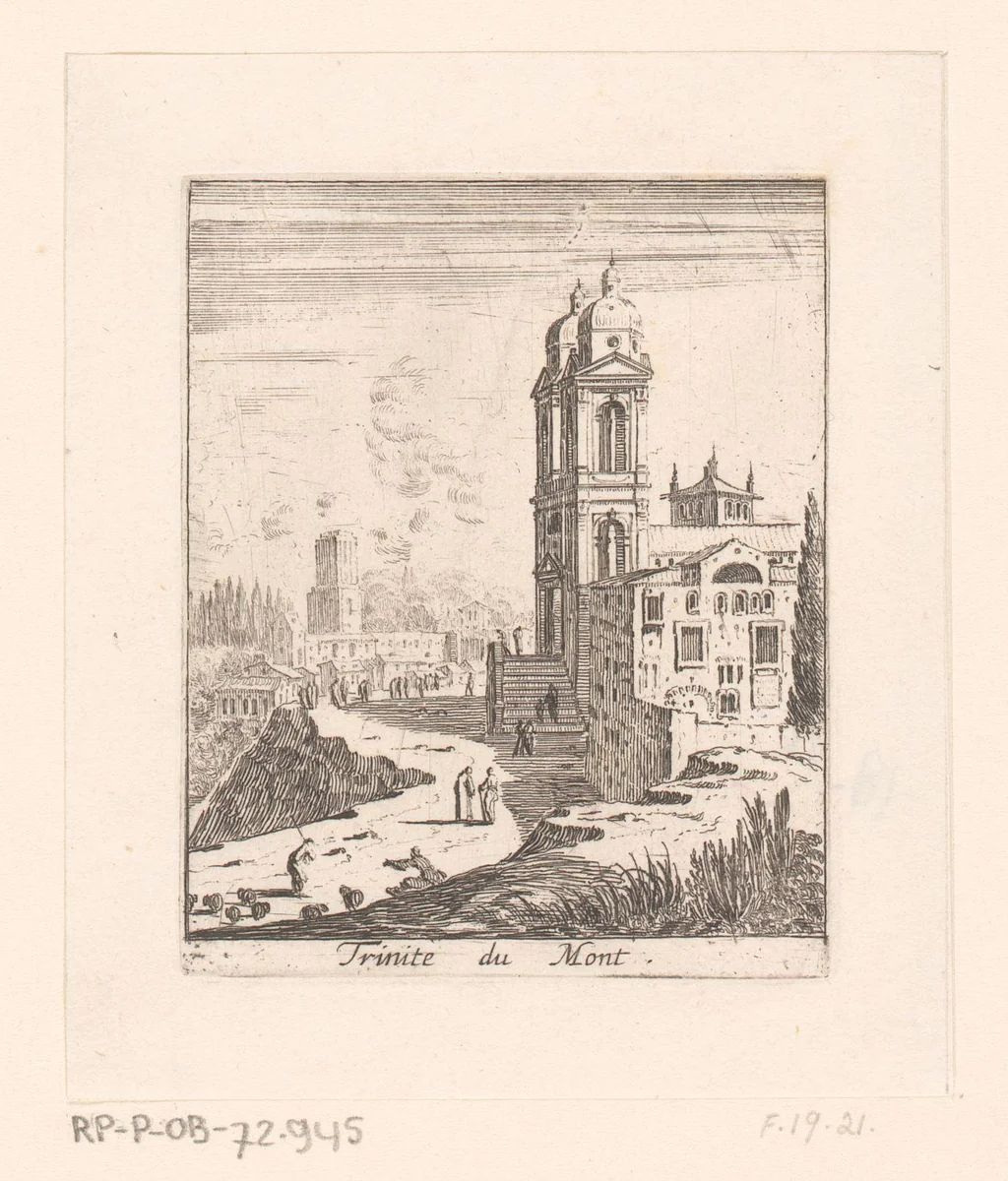 Gezicht op Trinité-du-Mont by Israël Silvestre, print, 1631-1661