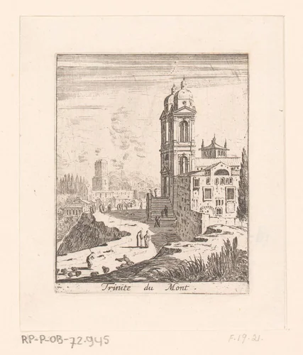 Gezicht op Trinité-du-Mont by Israël Silvestre, print, 1631-1661