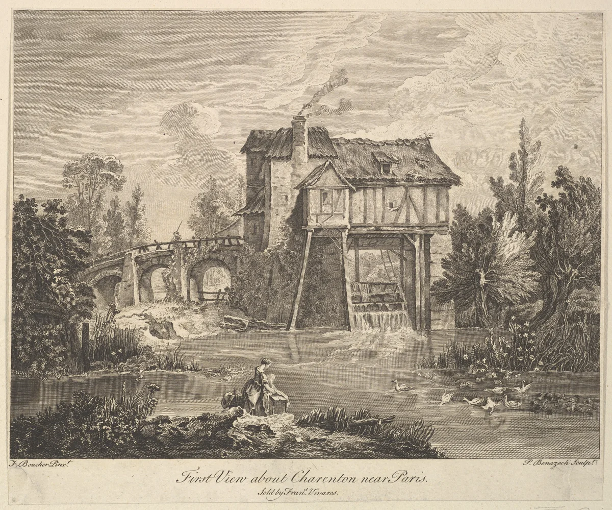 First View of Clarenton near Paris by Peter Paul Benazech, print, 1745-1783