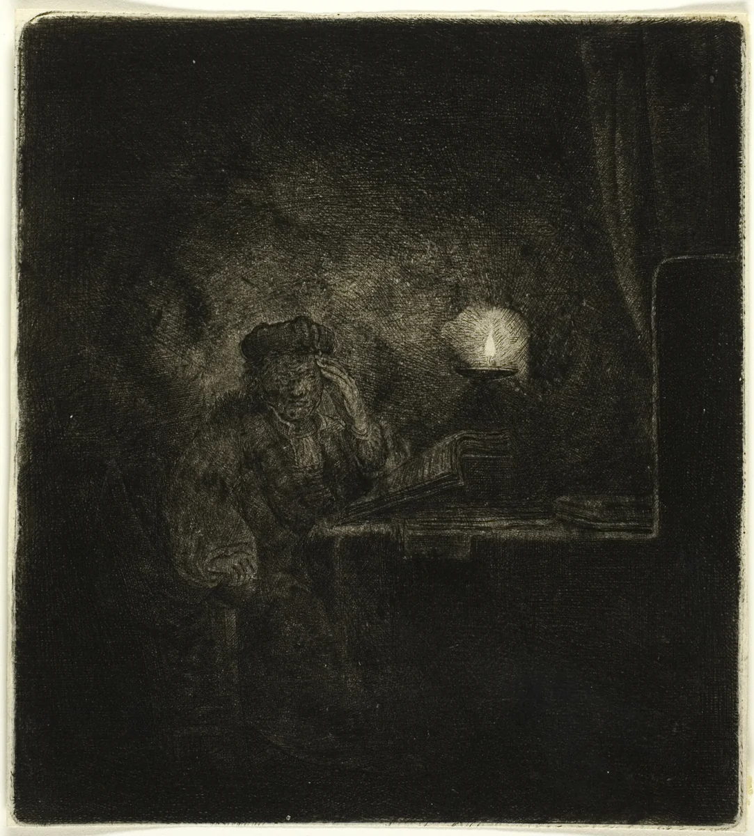 Student at a Table by Candlelight by Salomon Savery
Rembrandt van Rijn, print, 1626-1670