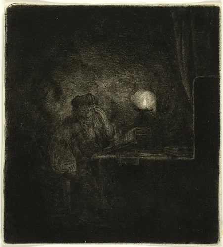 Student at a Table by Candlelight by Salomon Savery
Rembrandt van Rijn, print, 1626-1670