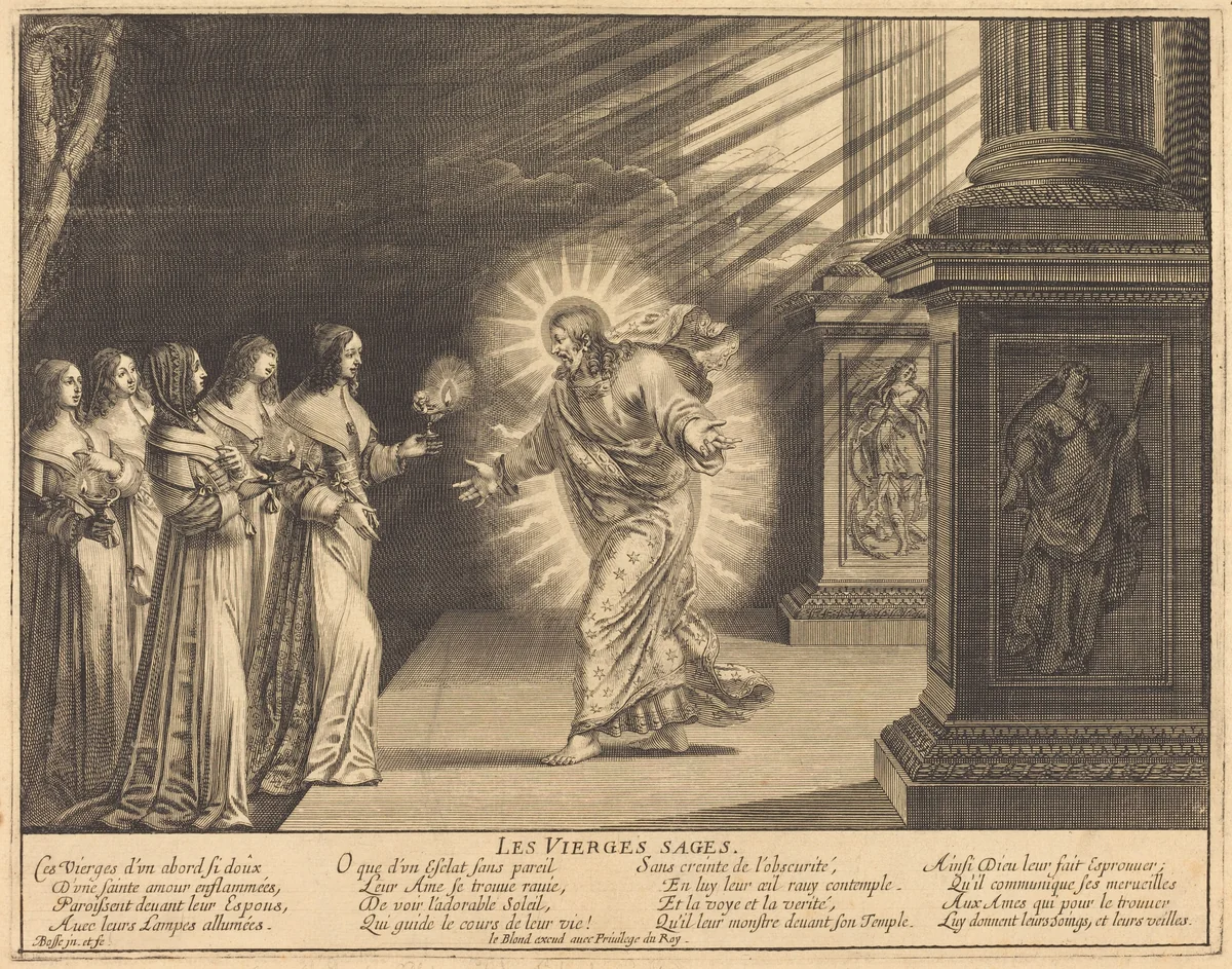 The Wise Virgins Carrying Their Lamps by Abraham Bosse, portfolio, 1602-1676