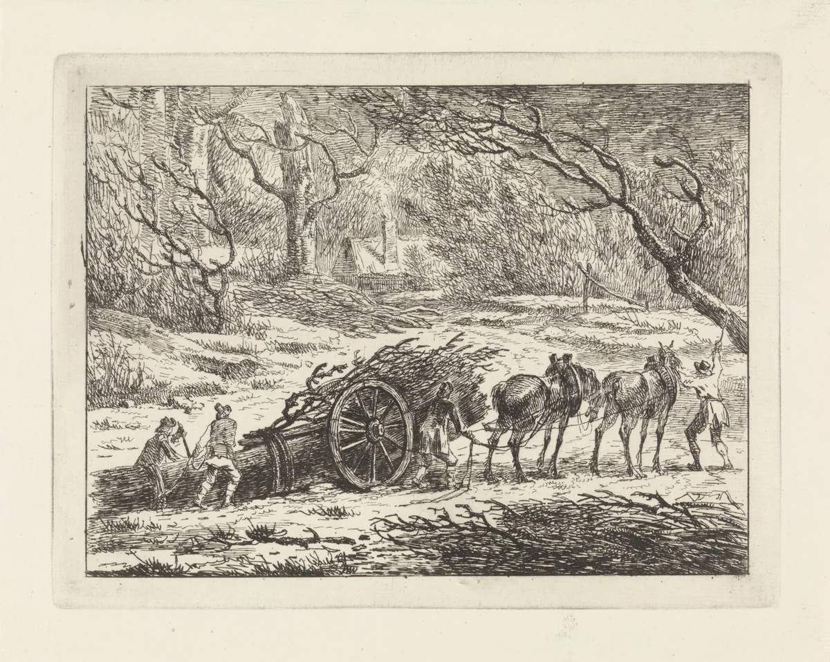 Landschap met een door twee paarden getrokken kar by Gerard van Nijmegen, print, 1794