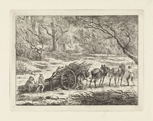 Landschap met een door twee paarden getrokken kar by Gerard van Nijmegen, print, 1794