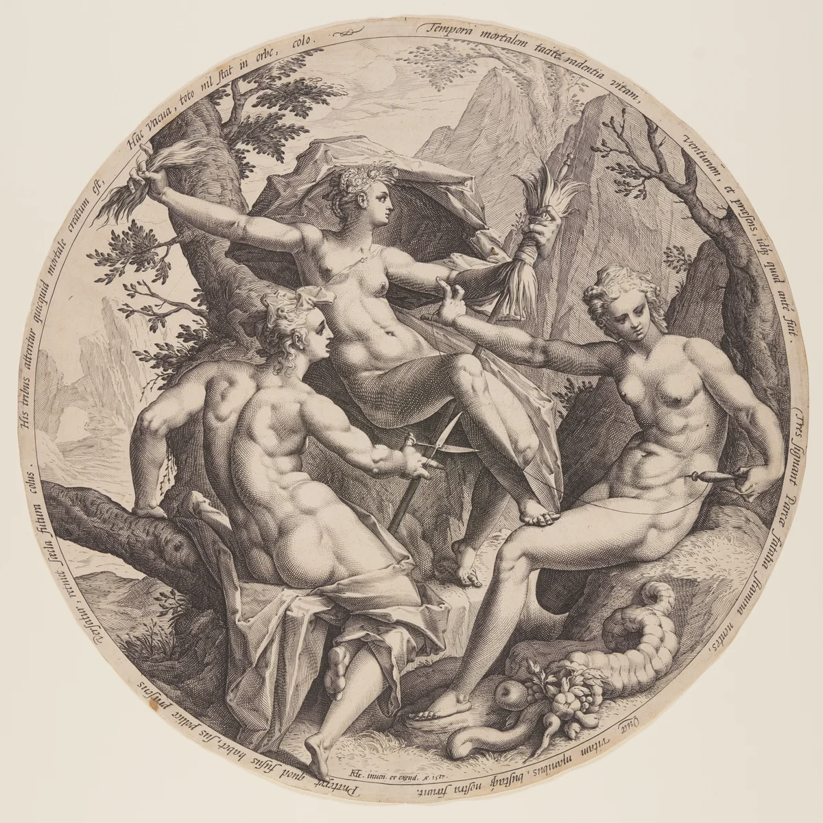 The Three Fates by Jacob Matham, print, 1587