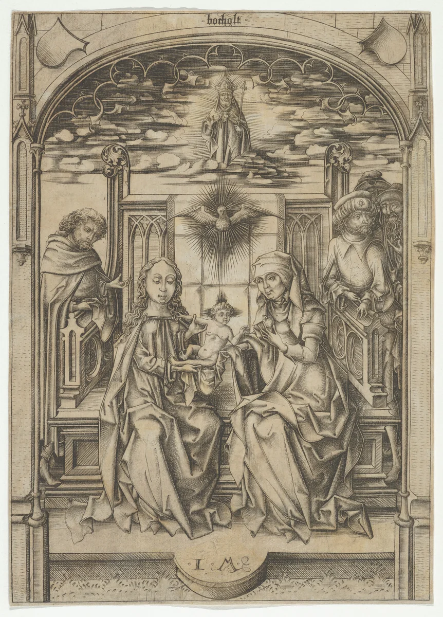 The Holy Family with St. Anne by Israhel van Meckenem, print, 1435-1503