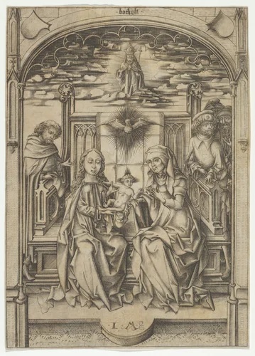 The Holy Family with St. Anne by Israhel van Meckenem, print, 1435-1503