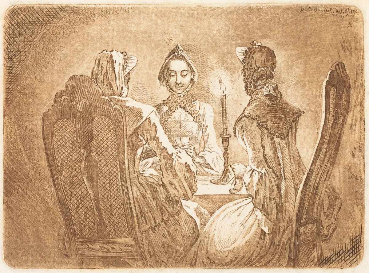 The Card Game (Der kleine l'Hombre Tisch) by Daniel Nikolaus Chodowiecki, print, 1758