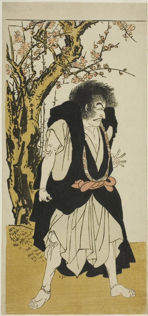 The Actor Ichikawa Danjuro V as the Renegade Buddhist Monk Wantetsu from Okamidani, in the Fifth Scene of the Play Date Nishiki Tsui no Yumitori (A Dandyish Brocade: Opposing Warriors), Performed at the Morita Theater in the Eleventh Month, 1778 by Katsukawa Shunsho (勝川 春章), print, 1773-1783