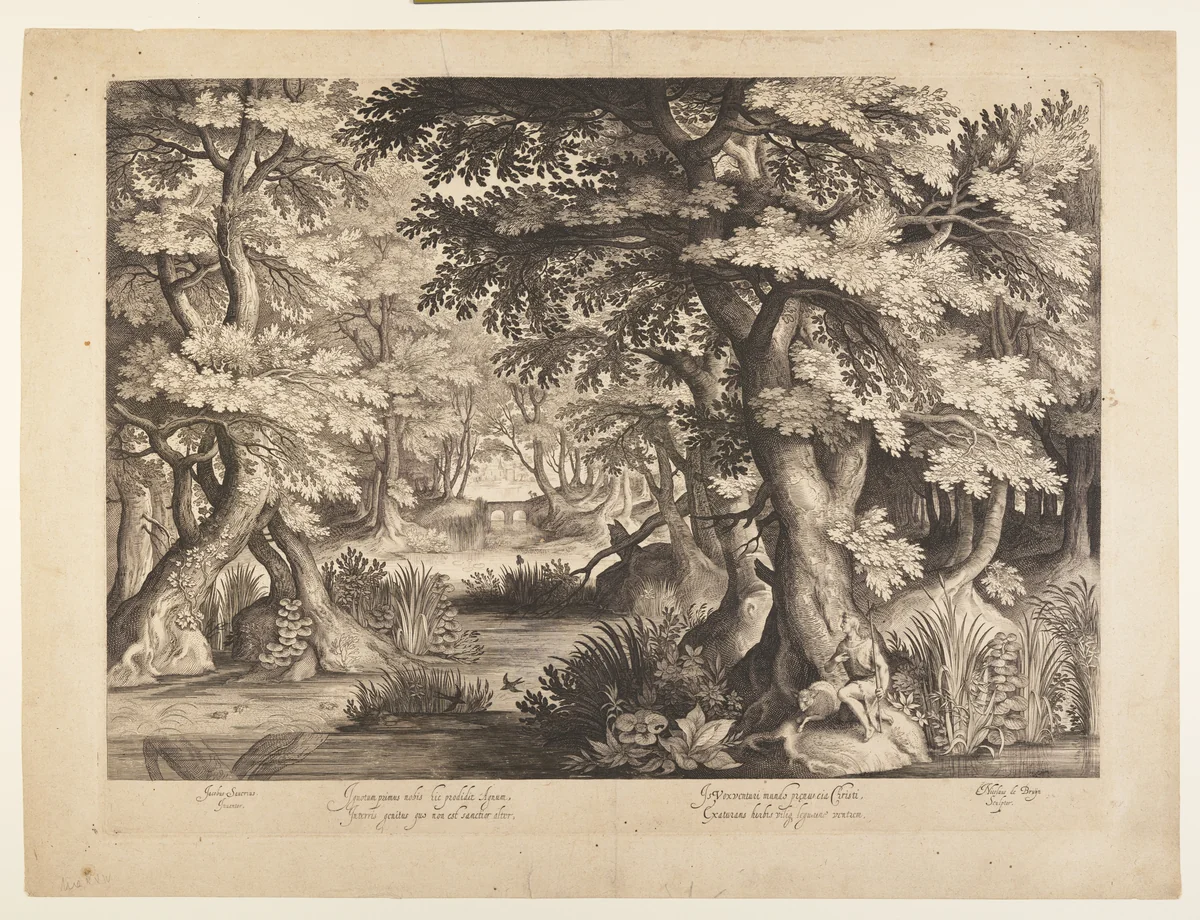 St John the Baptist in the Wilderness by Nicolaes de Bruyn, print, 1600