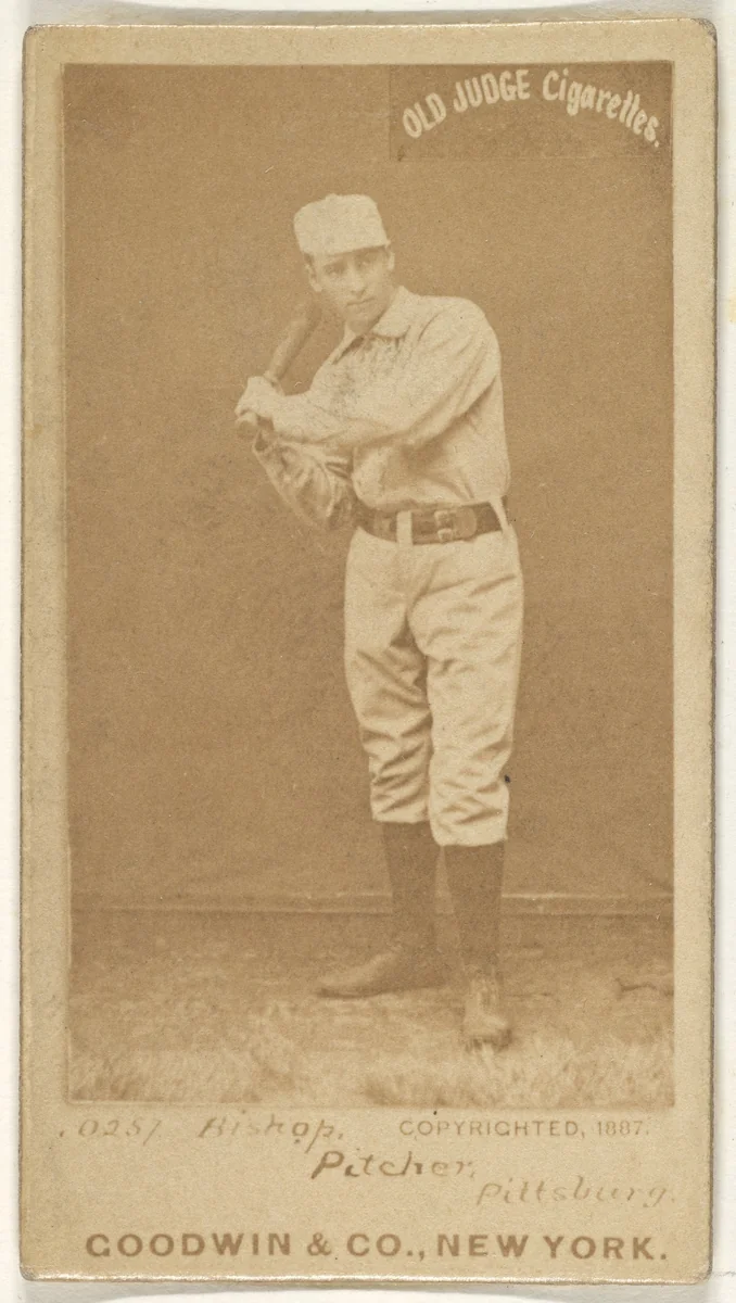 William "Bill" Robinson Bishop, Pitcher, Pittsburgh, from the Old Judge series (N172) for Old Judge Cigarettes by Goodwin & Company, photograph, 1887