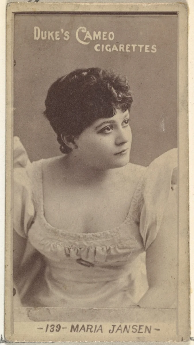 Card Number 139, Marie Jansen, from the Actors and Actresses series (N145-4) issued by Duke Sons & Co. to promote Cameo Cigarettes by W. Duke, Sons & Co., photograph, 1880-1889