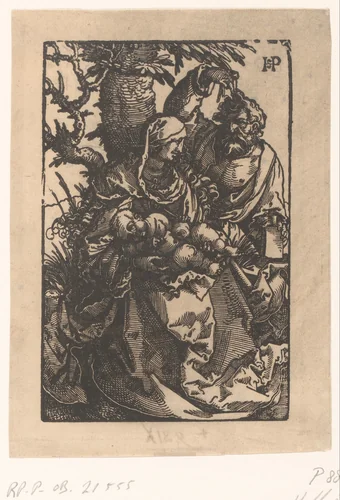 Heilige familie onder een boom by anonymous, print, 1521