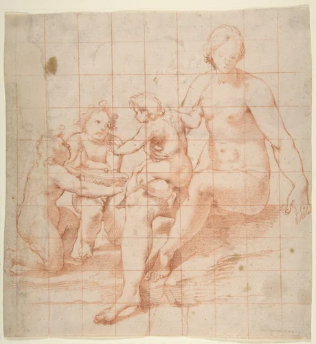 Study for a Virgin and Child with Two Angels (recto); Two Studies of Hands (verso) by Francesco Morandini, drawing, 1544-1597