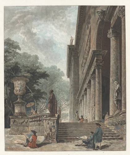 Colonnade et Jardins du Palais de Medici (Colonnade and Gardens of the Palazzo Medici) by Jean-François Janinet; Hubert Robert, print, 1776