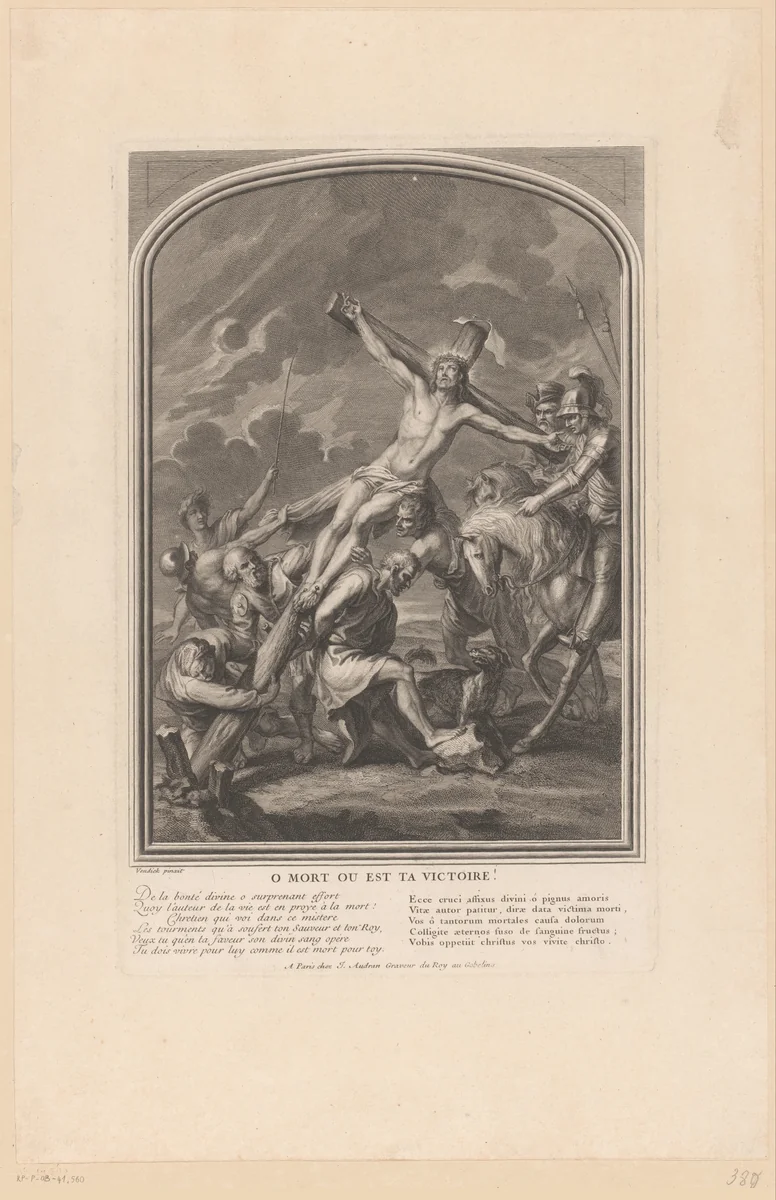 Kruisoprichting by Jean Audran, print, 1677-1756