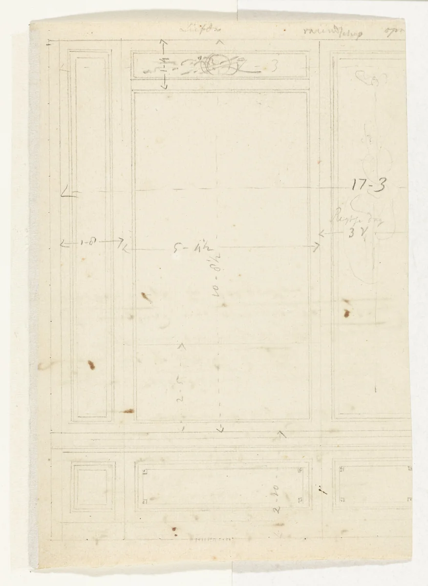 Ontwerp voor een deel van een kamerwand by Jurriaan Andriessen, drawing, 1752-1819