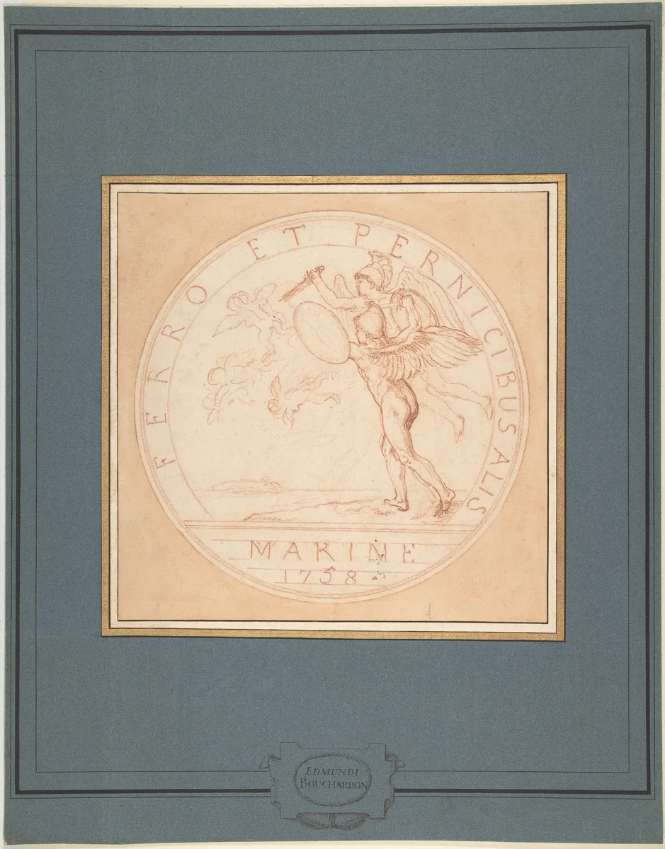 Design for a Medal: Marine 1758 by Edme Bouchardon, drawing, 1758